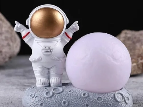 Lámpara Veladora Led Luna Y Astronauta - Imagen 3