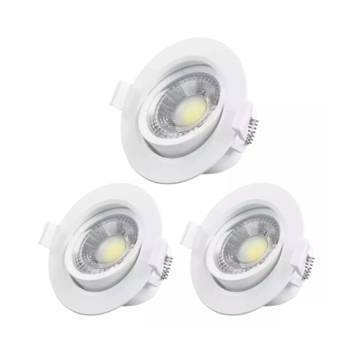 3 Spot Techo Lampara Dicroica Led, Embutir Direccionable