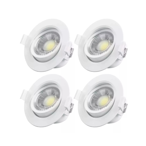 4 Spot Techo Lampara Dicroica Led, Embutir Direccionable