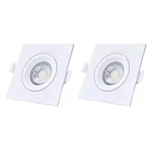 2 Spot D Embutir Led Cuadrado Lampara Dicroica 5w Aro Completo