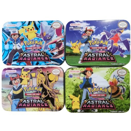 Lata metalica para cartas Pokemon + 56 cartas