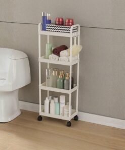 Carrito Organizador Multiuso 4 Estantes con Ruedas 360º Color Blanco