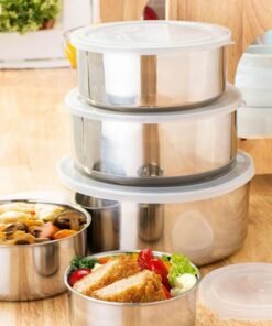 Juego De Bowl Acero Inoxidable Con Tapas 5 Unidades