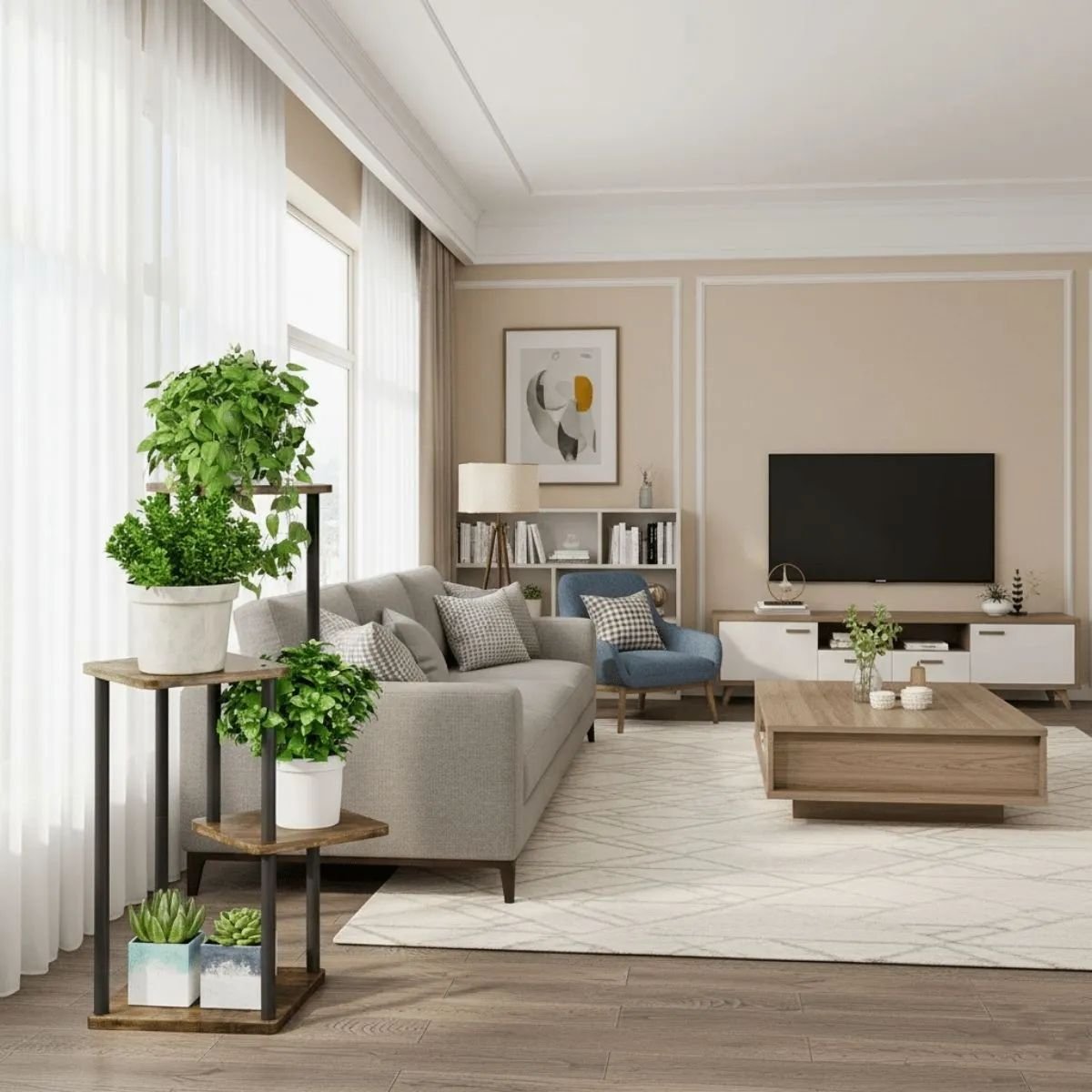 Soporte Plantas Metal Y Madera 4 Niveles Porta Macetas - Imagen 2