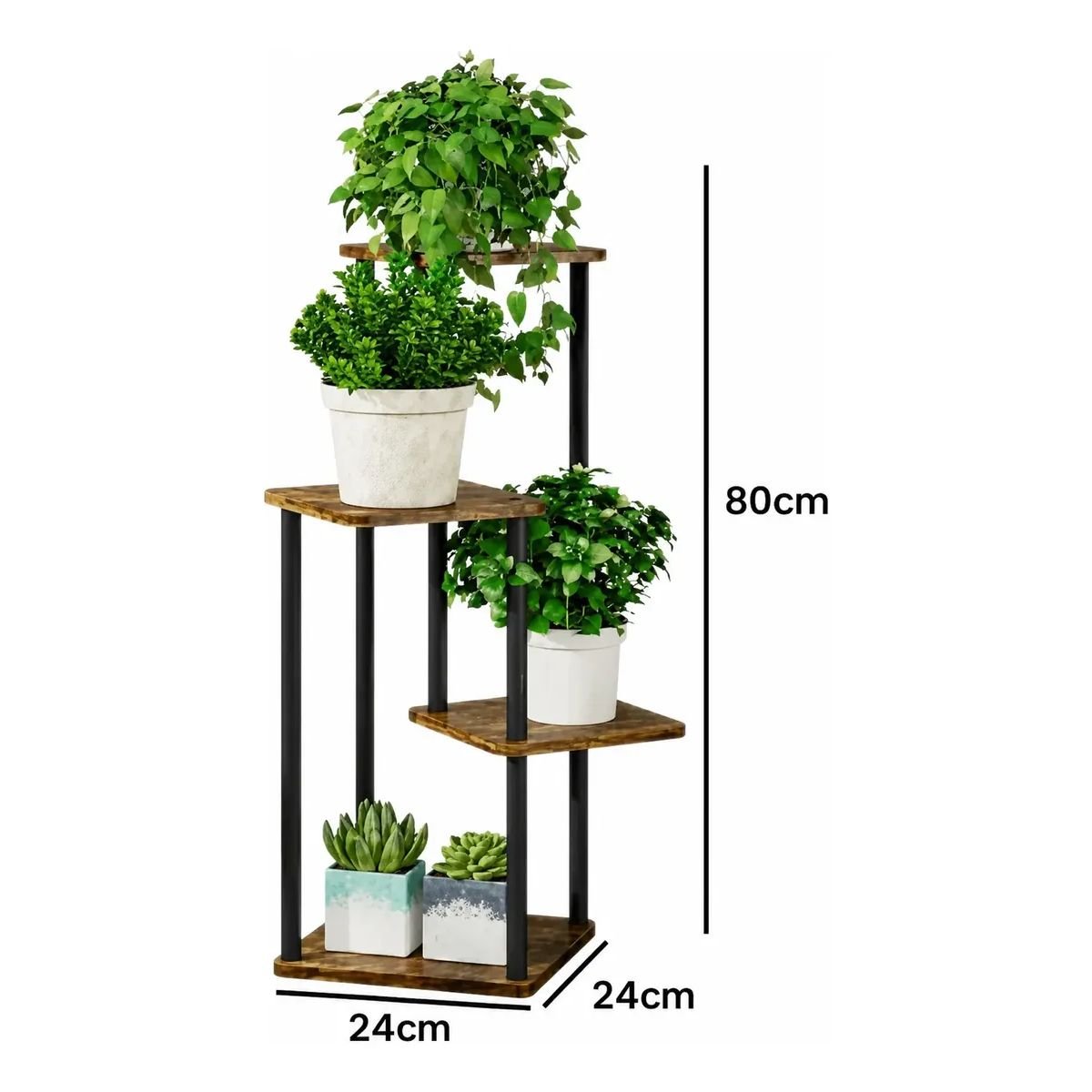 Soporte Plantas Metal Y Madera 4 Niveles Porta Macetas - Imagen 3