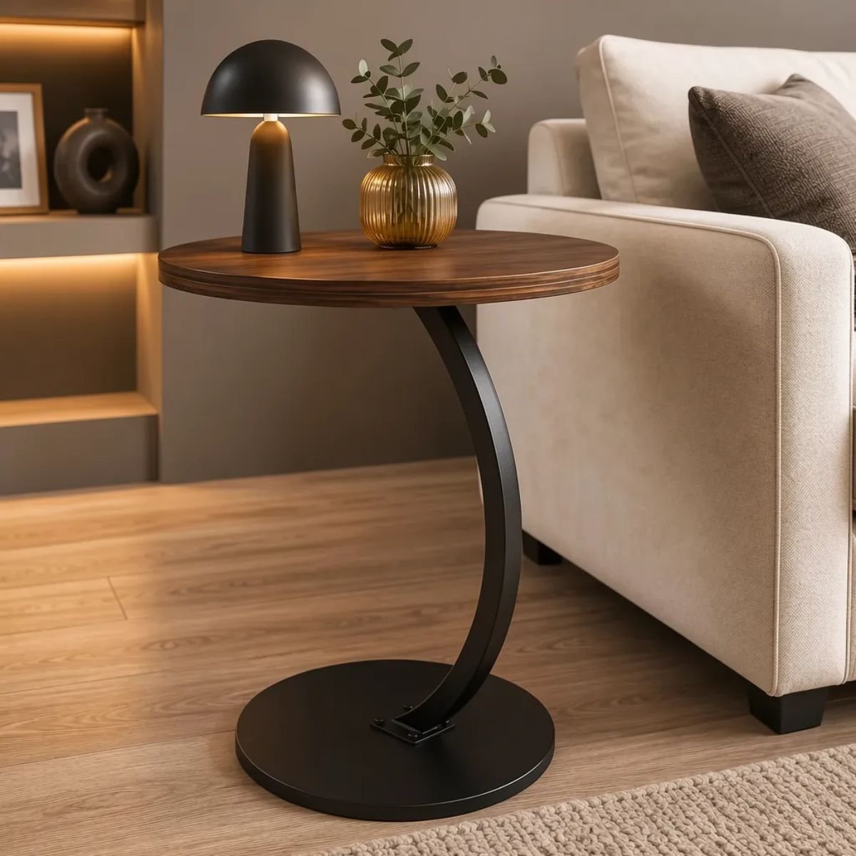 Mesa Auxiliar Ratona Redonda Nórdica Para Living Arrime - Imagen 6