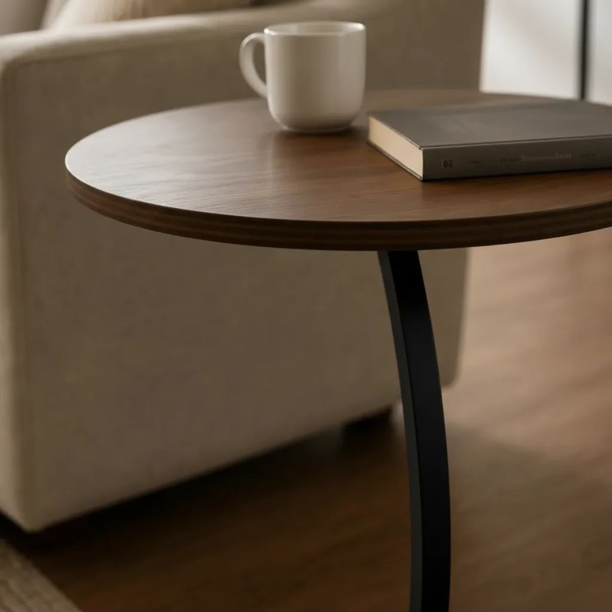 Mesa Auxiliar Ratona Redonda Nórdica Para Living Arrime - Imagen 4