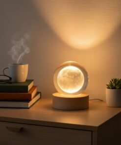 Lampara Veladora Led Bola De Cristal 3d Luna Madrea Cristal